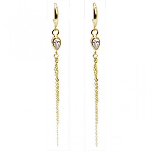Gold earrings 10kt,cz, 65mm GO9